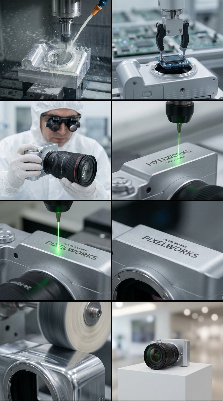 Camera Manufacturing Process AI video prompt