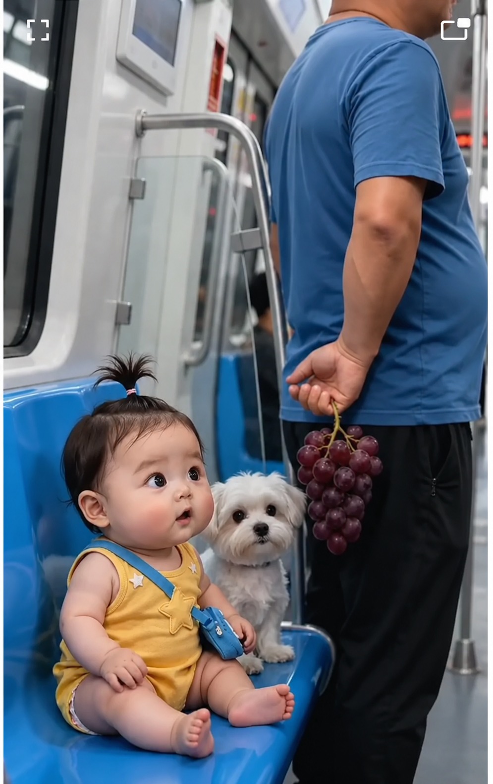 AI Video Prompt: Baby Puppy Grape Moment