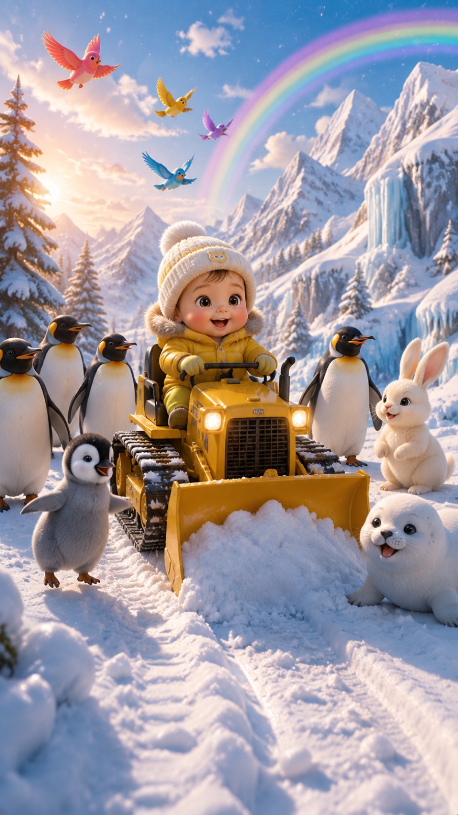 Baby Snow Adventure AI video prompt