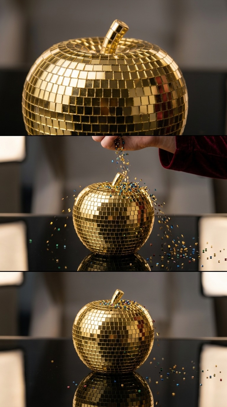 Golden Crystal Apple Reveal AI video prompt