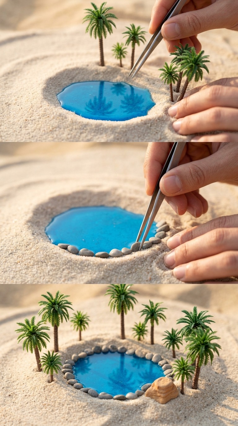 Mini Sand Oasis DIY AI video prompt
