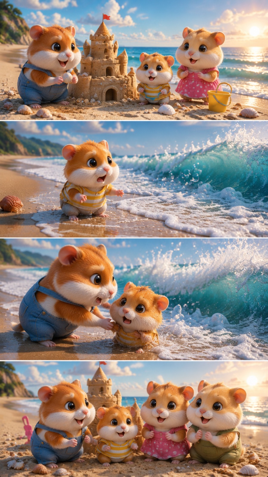Hamster Beach Rescue AI video prompt