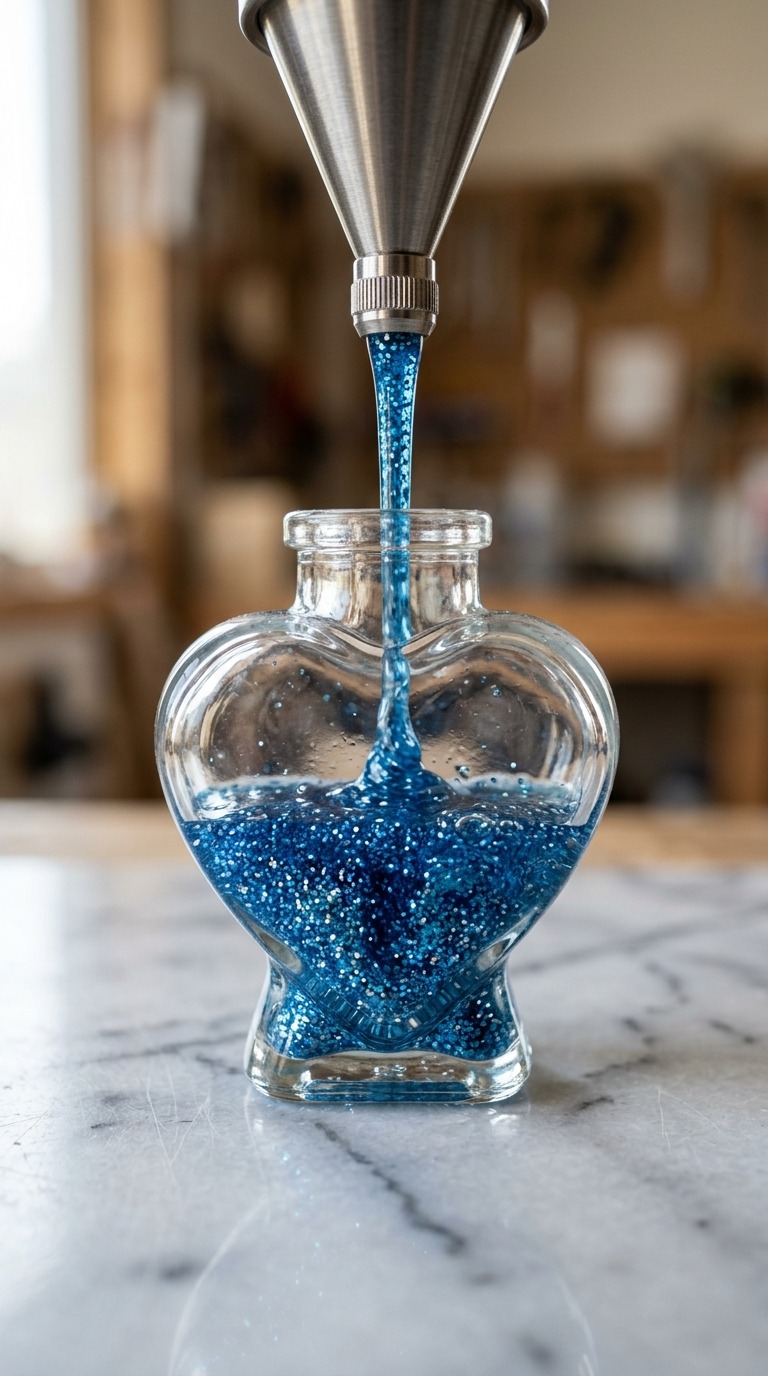Glitter Slime Bottle Fill AI video prompt