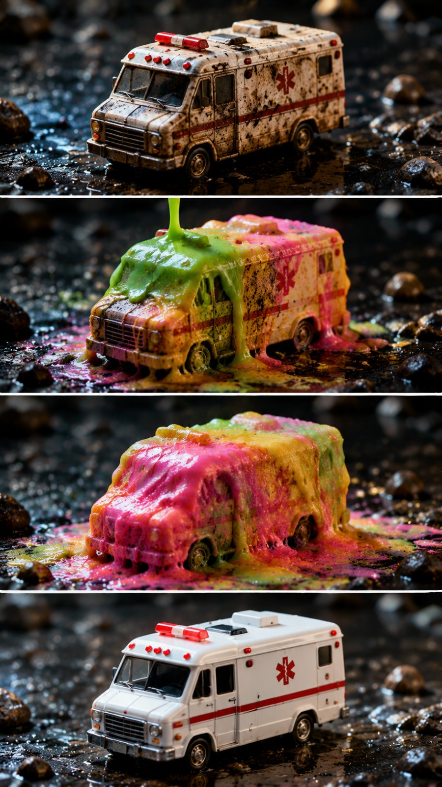 Mini Ambulance Transformation AI video prompt