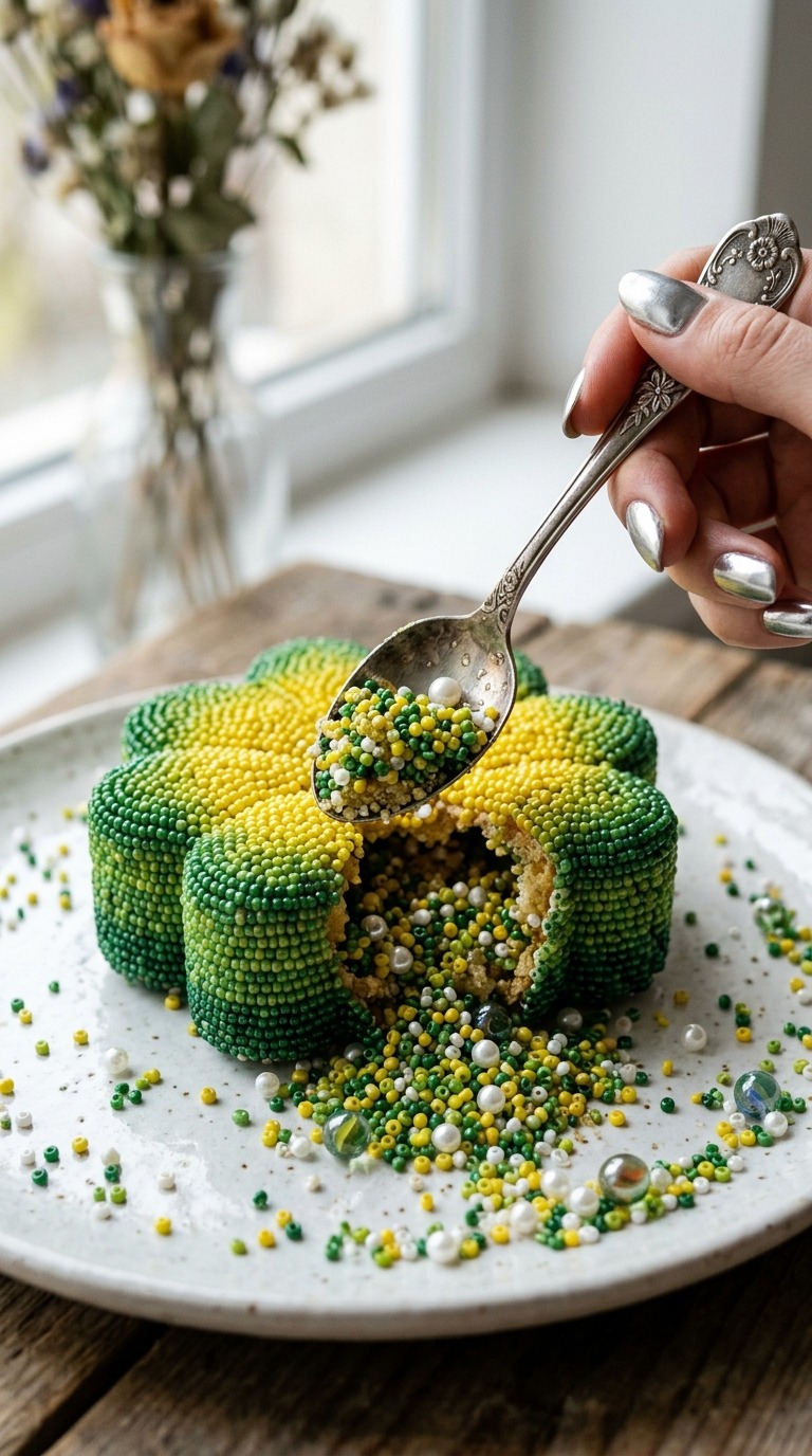 Bead Cake Scooping ASMR AI video prompt