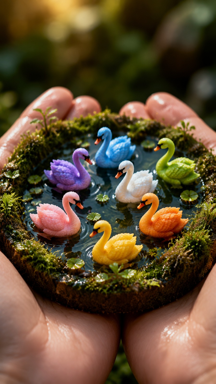 Mini Swan Pond AI video prompt