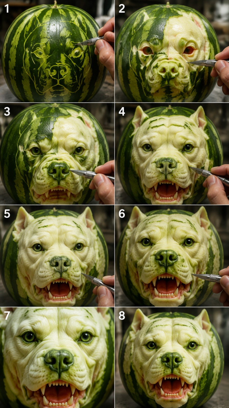 Watermelon Dog Carving AI video prompt