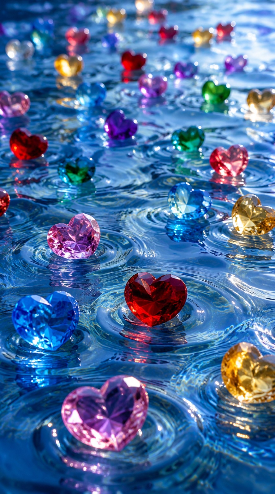 Floating Crystal Hearts AI video prompt