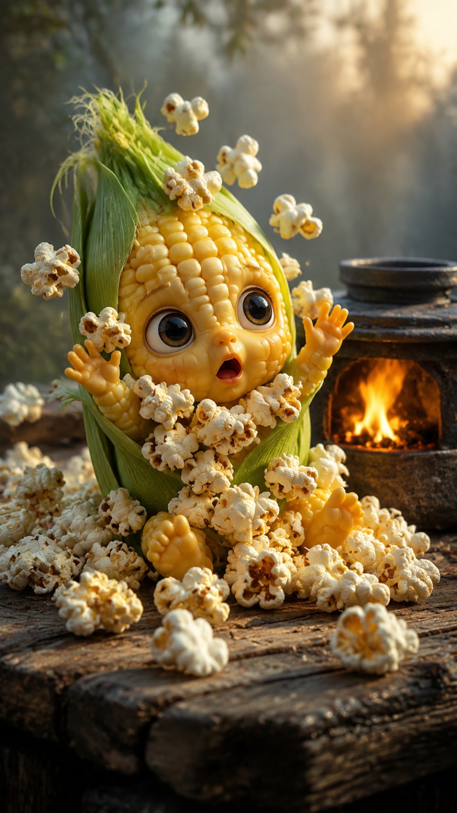 Corn Baby Popcorn Magic AI video prompt