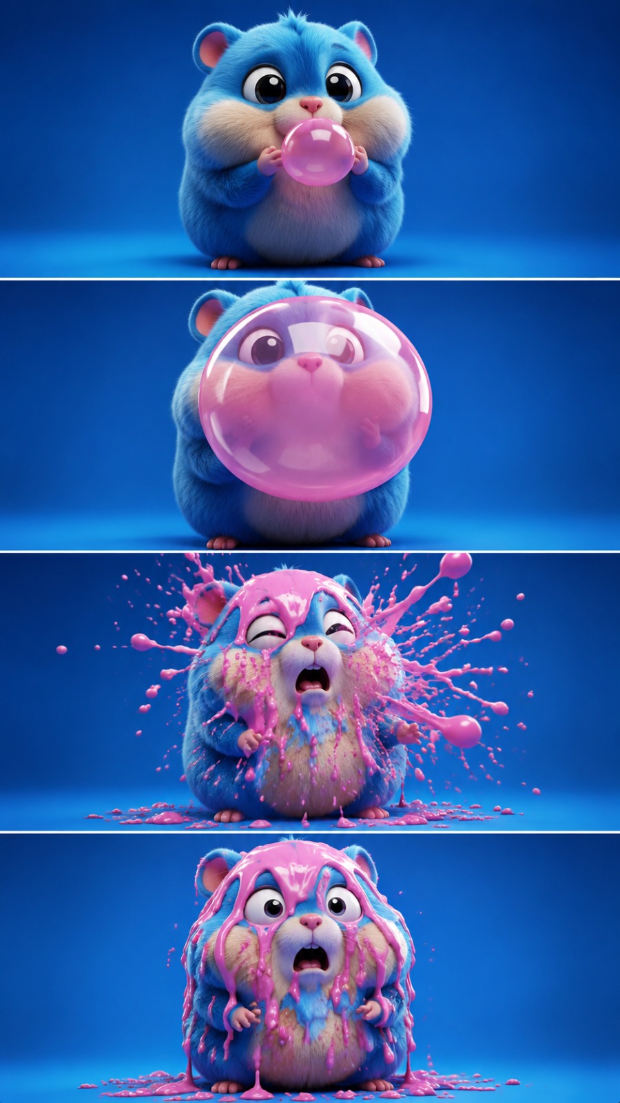 Hamster Pink Bubble Blast AI video prompt