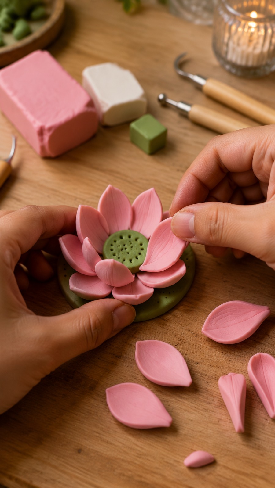 Clay Flower Making AI video prompt