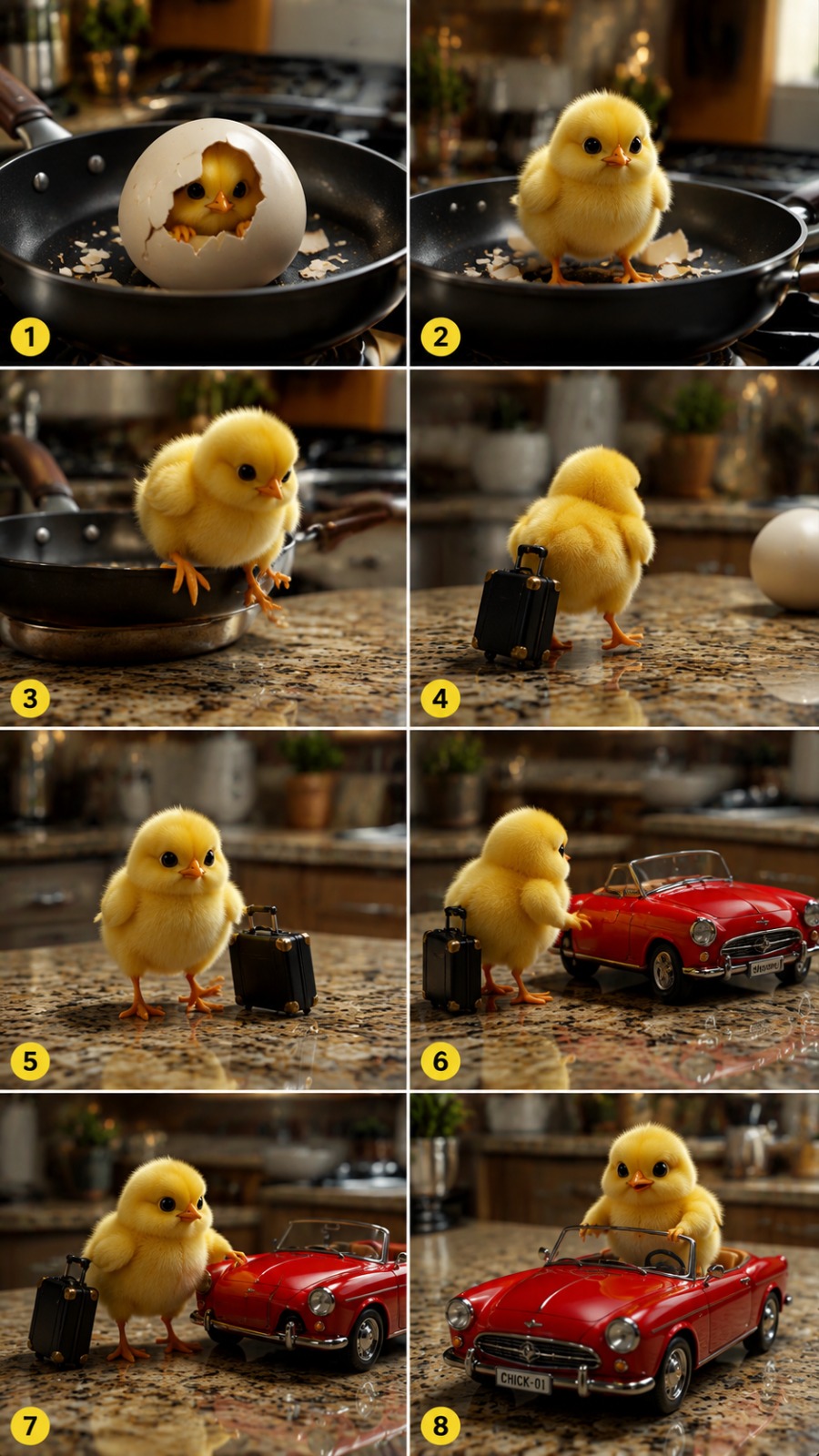 Mini Chick Adventure AI video prompt
