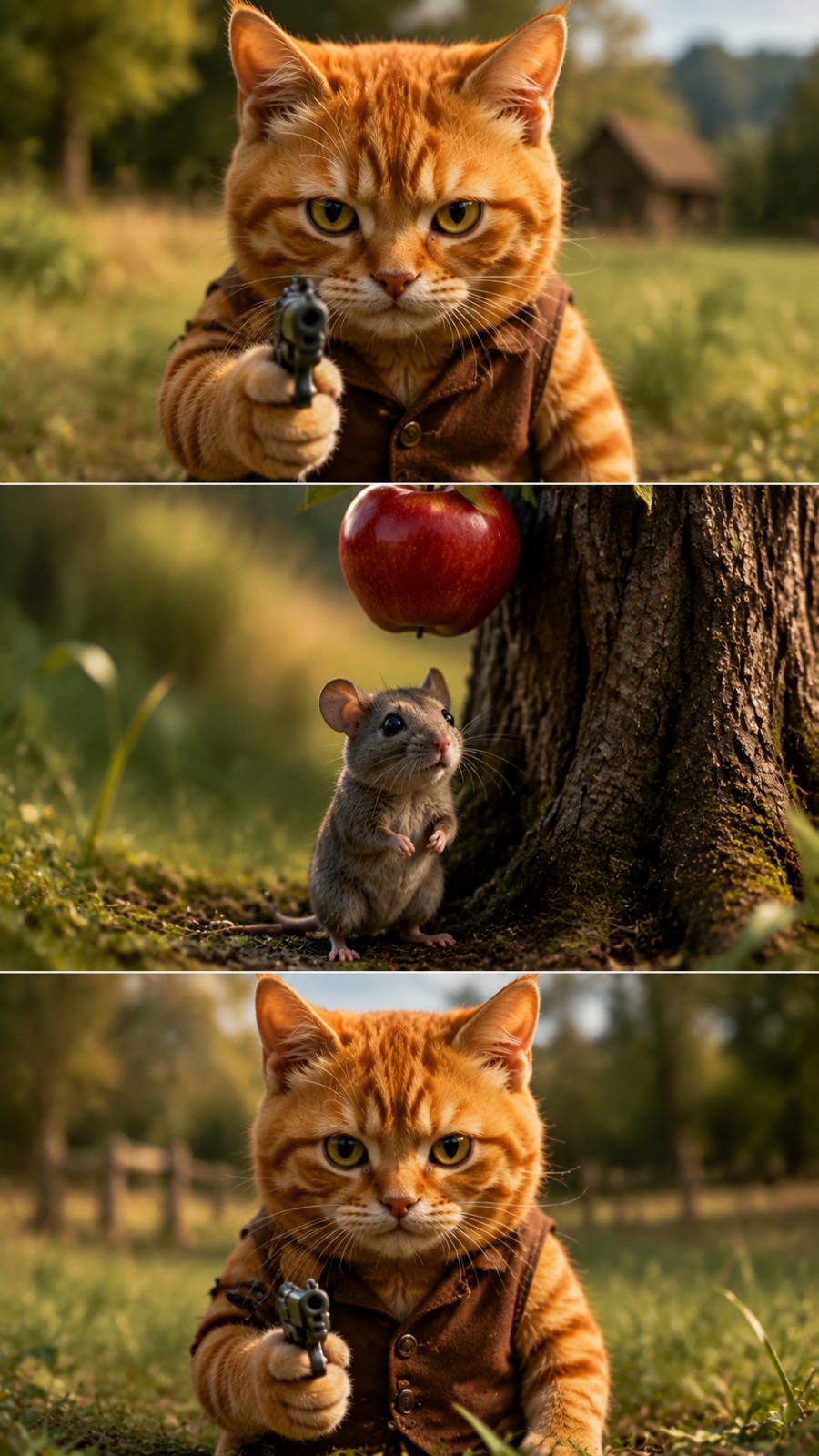 Cat Mouse Fantasy Scene AI video prompt