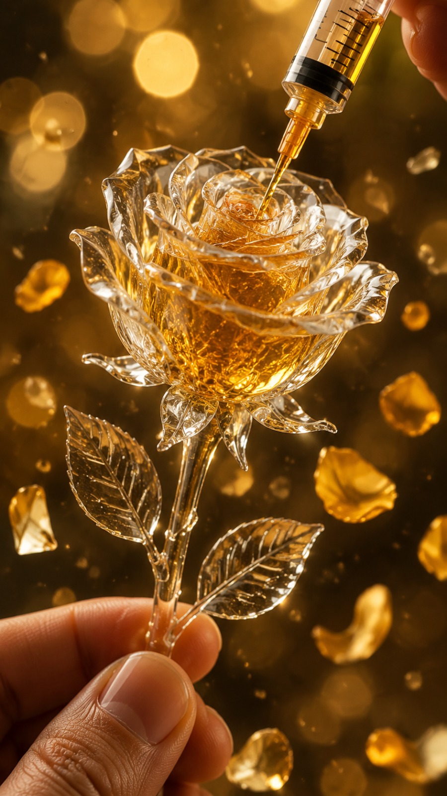 Golden Crystal Rose Reveal AI video prompt