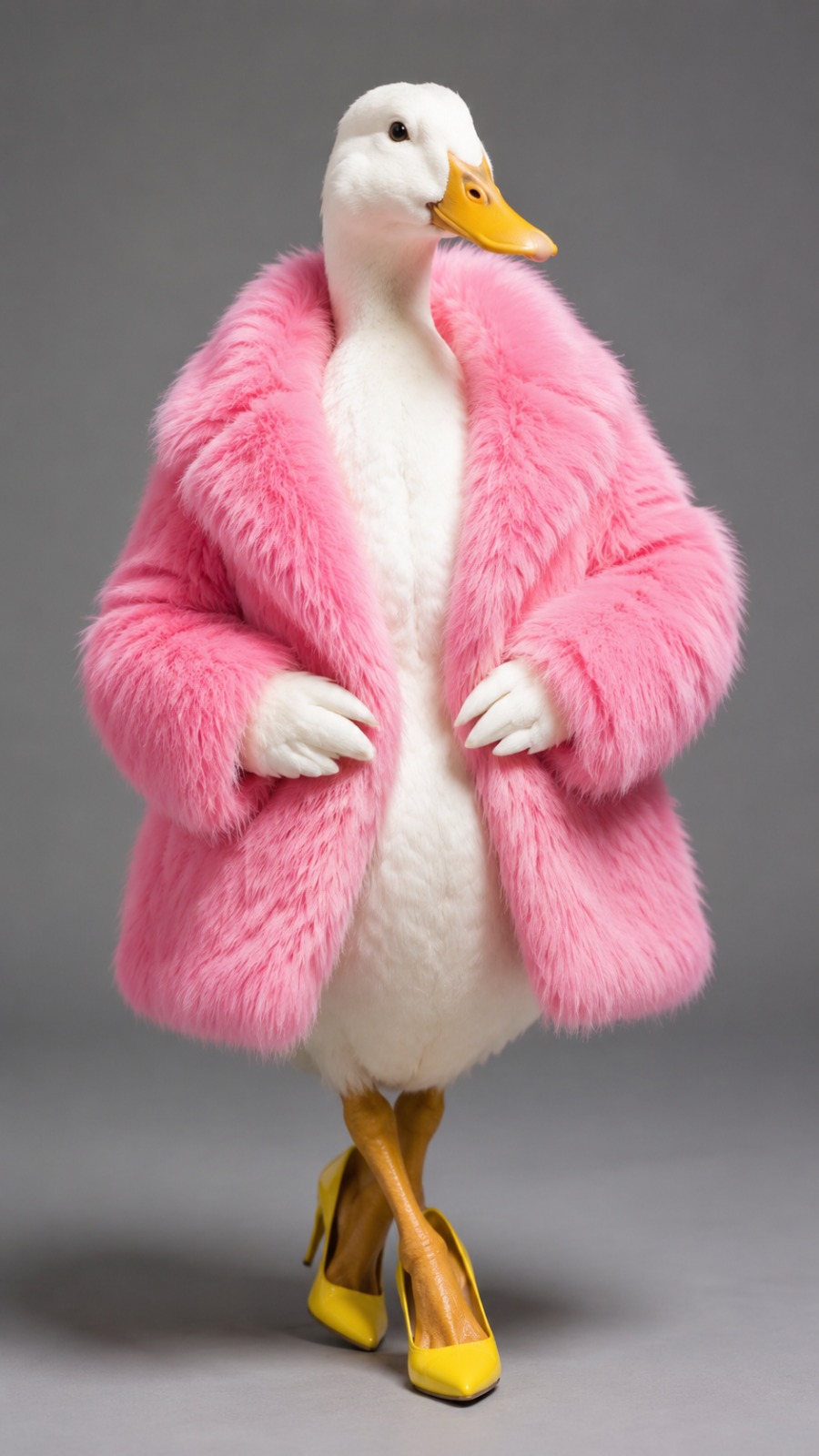 Pink Coat Duck Walk AI video prompt