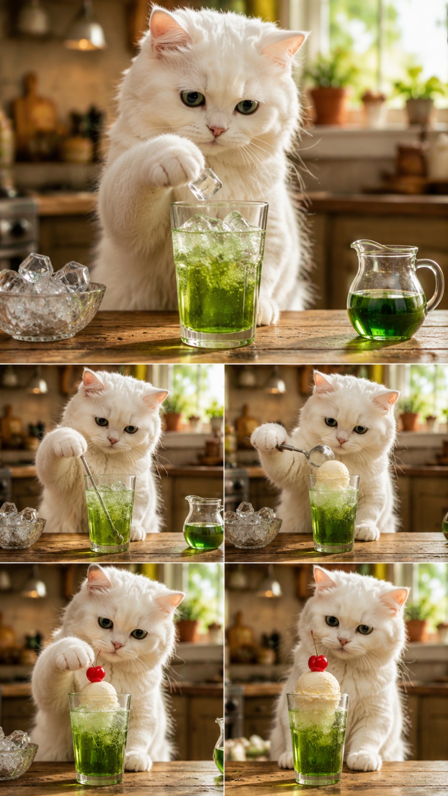 AI Video Prompt: Cat Dessert Making