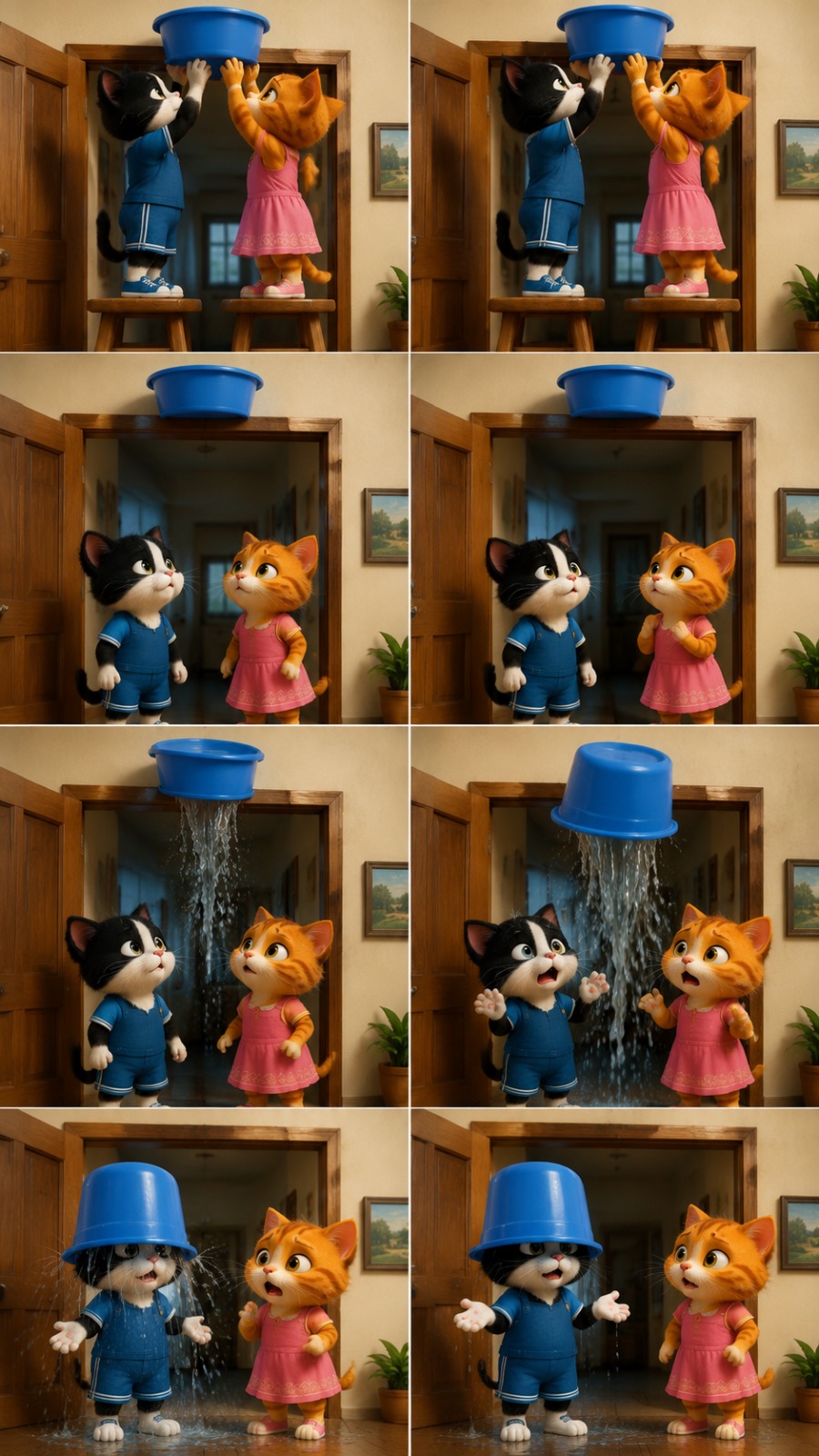 Cat Bucket Prank AI video prompt