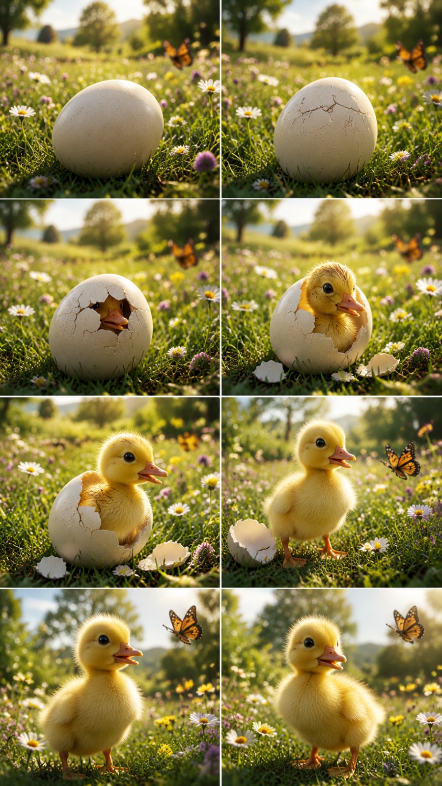 Duckling Egg Hatch AI video prompt