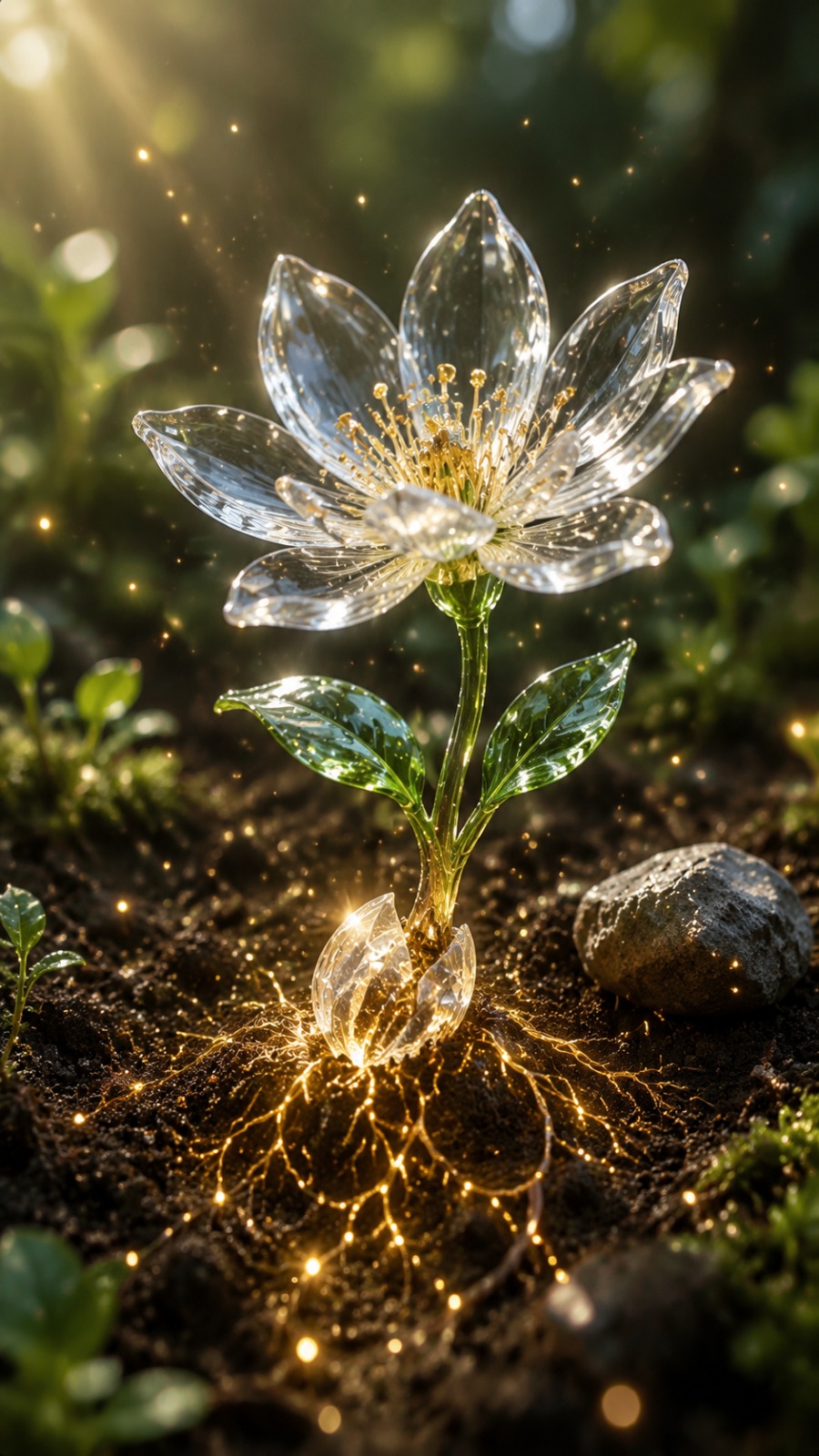 Crystal Flower Bloom AI video prompt