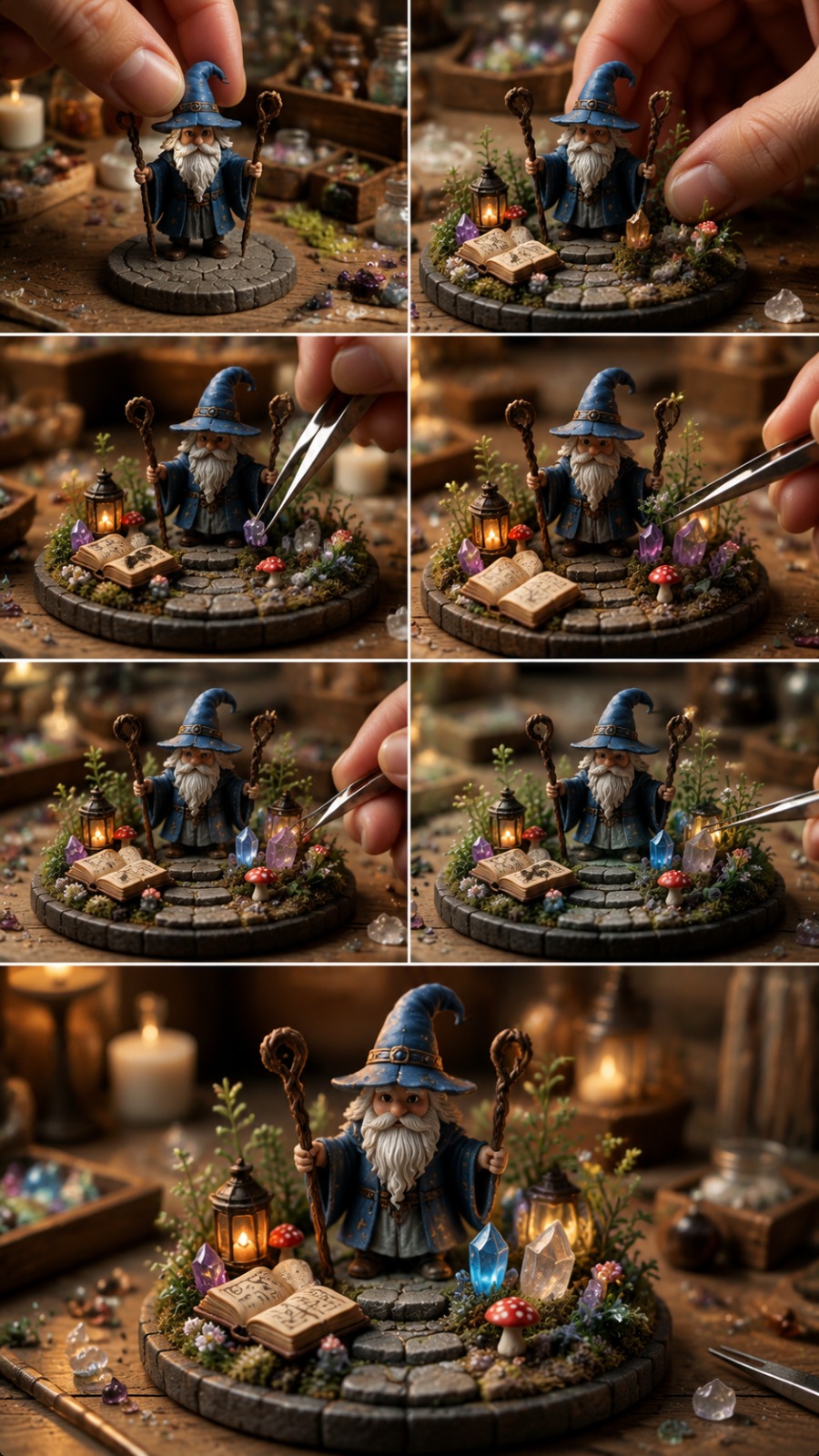 Tiny Wizard Diorama AI video prompt