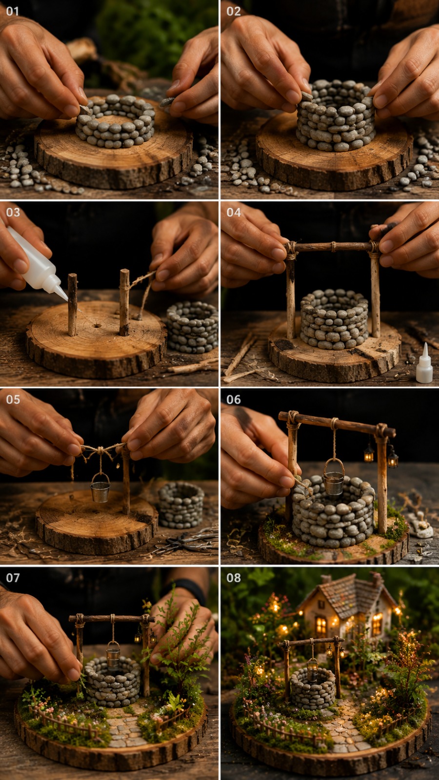 Tiny Stone Well Build AI video prompt