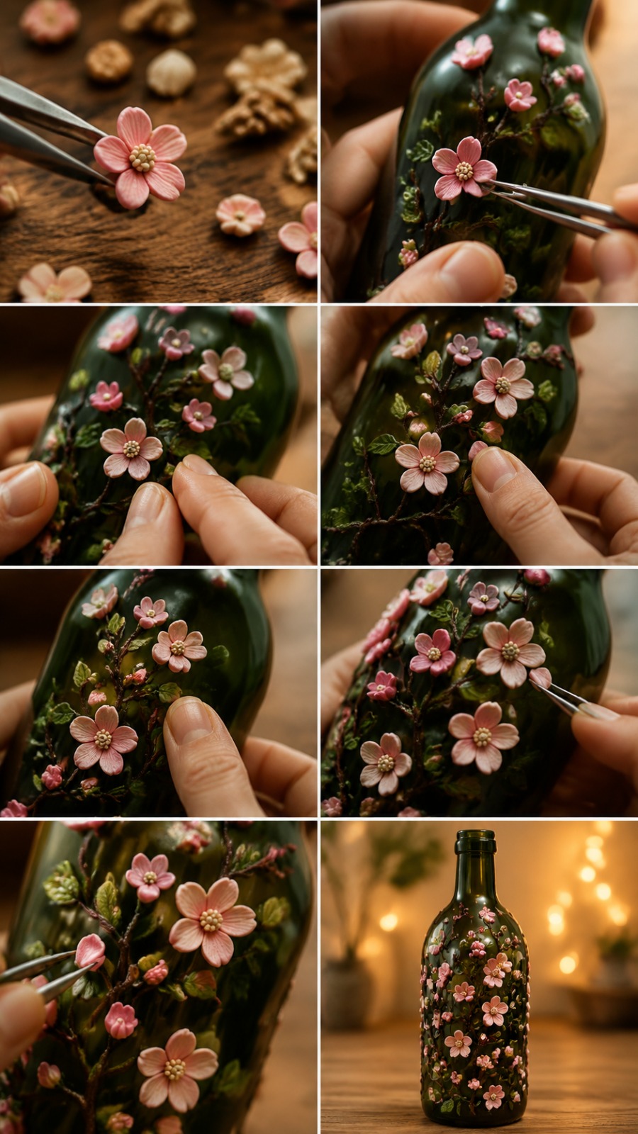 Floral Bottle Craft AI video prompt