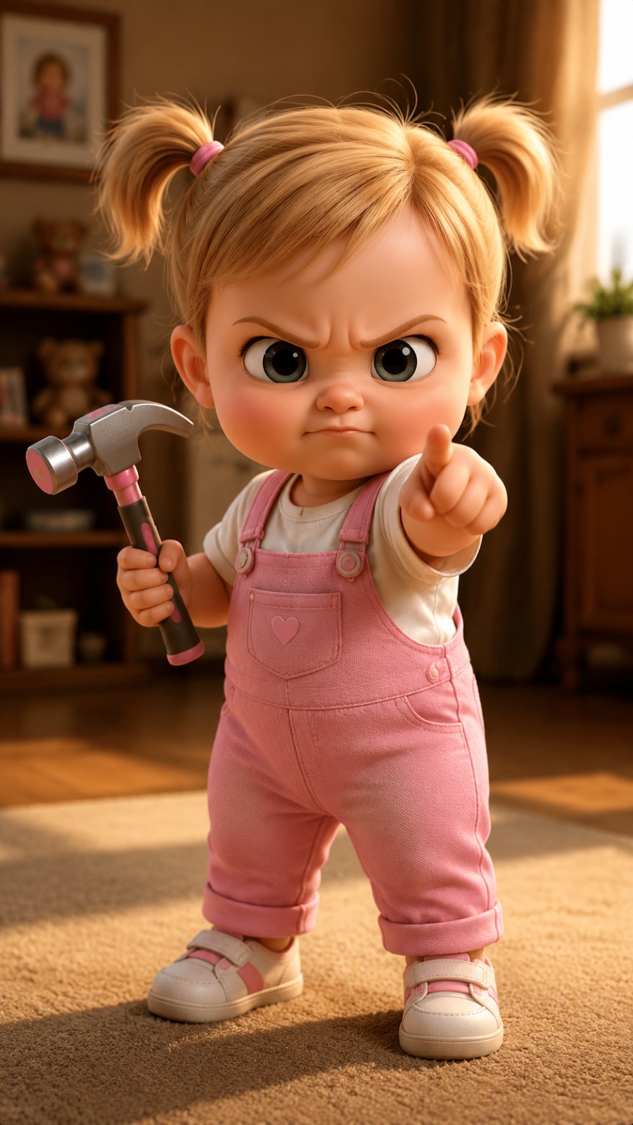 Angry Baby Hammer Scene AI video prompt