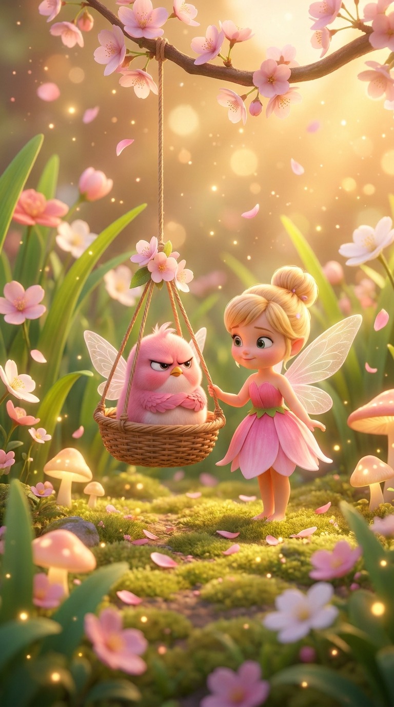 Fairy and Bird Animation AI video prompt