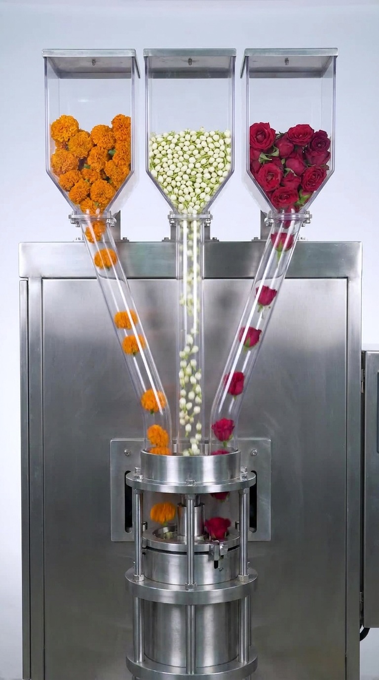 Flower Garland Machine AI video prompt