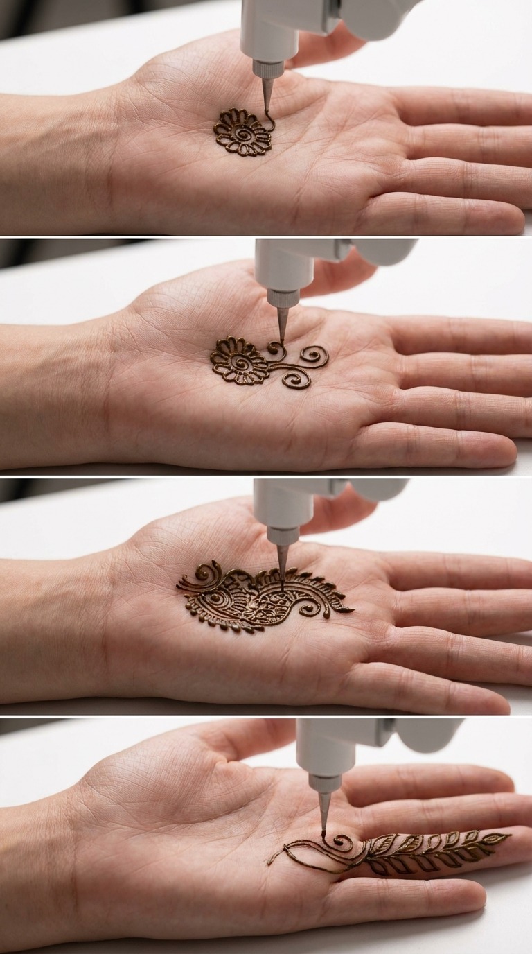 Robot Mehndi Hand Art AI video prompt