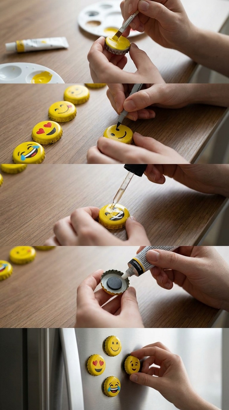 Emoji Bottle Cap DIY AI video prompt