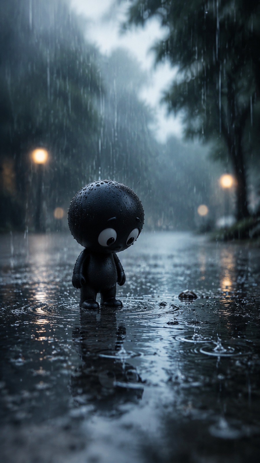 Rainy Cartoon Character AI video prompt