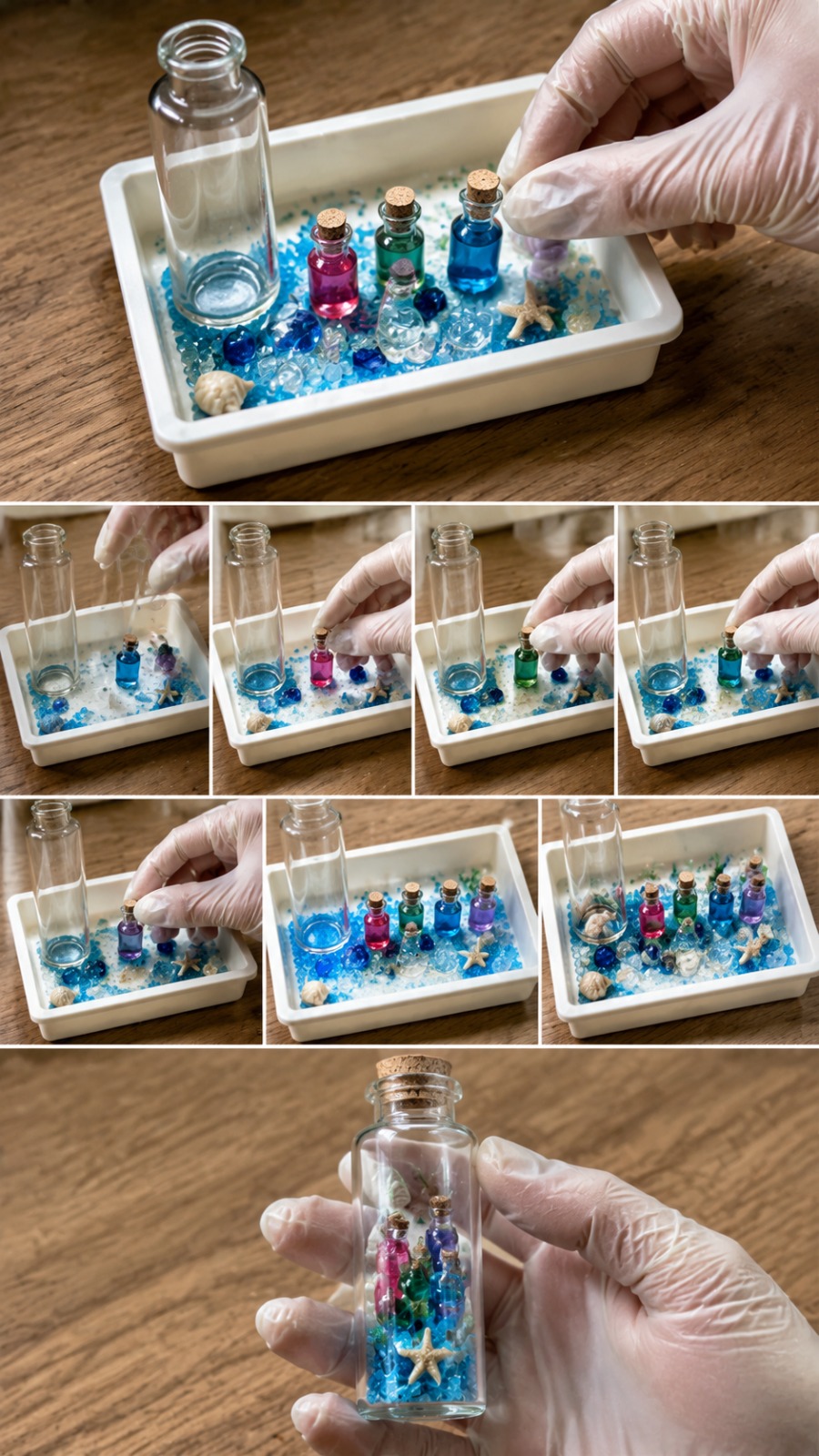 Mini Bottle Ocean Craft AI video prompt