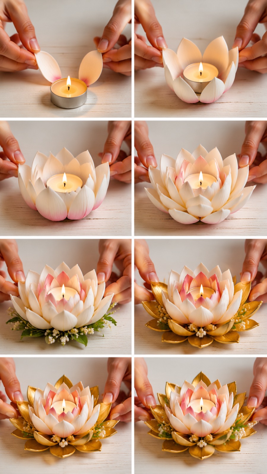 Lotus Candle Craft Reveal AI video prompt