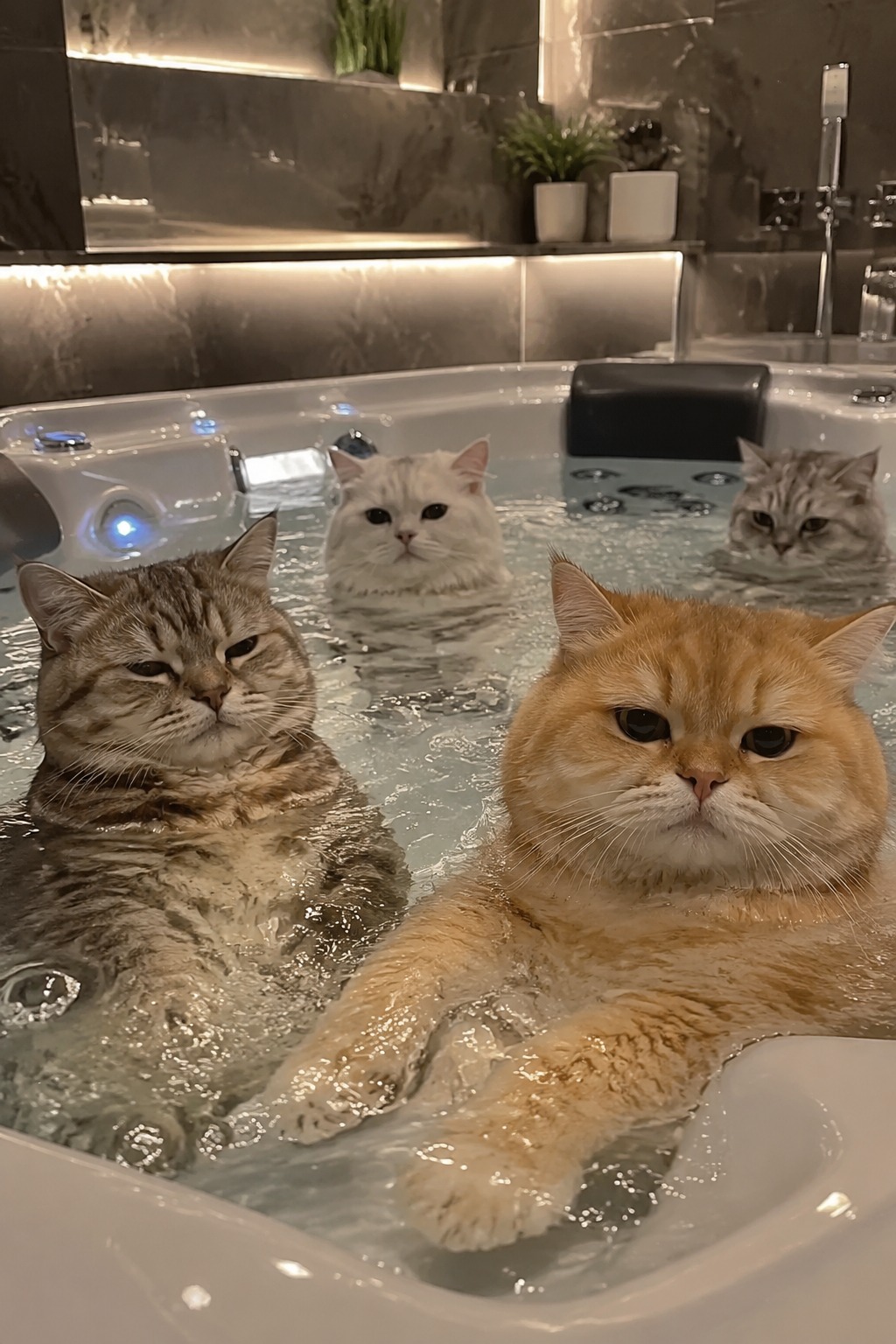 AI Video Prompt: Cat Jacuzzi Spa