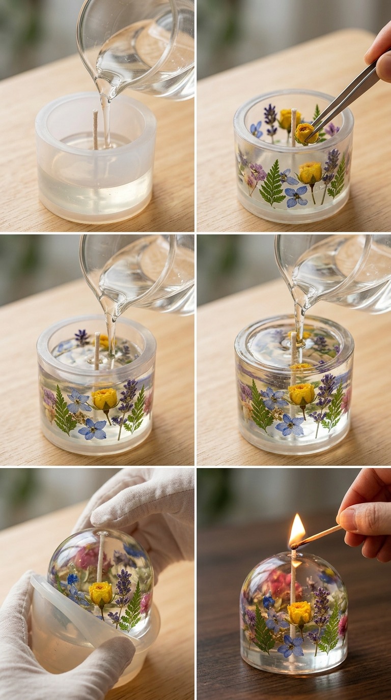 3D Floral Dome Candle DIY AI video prompt