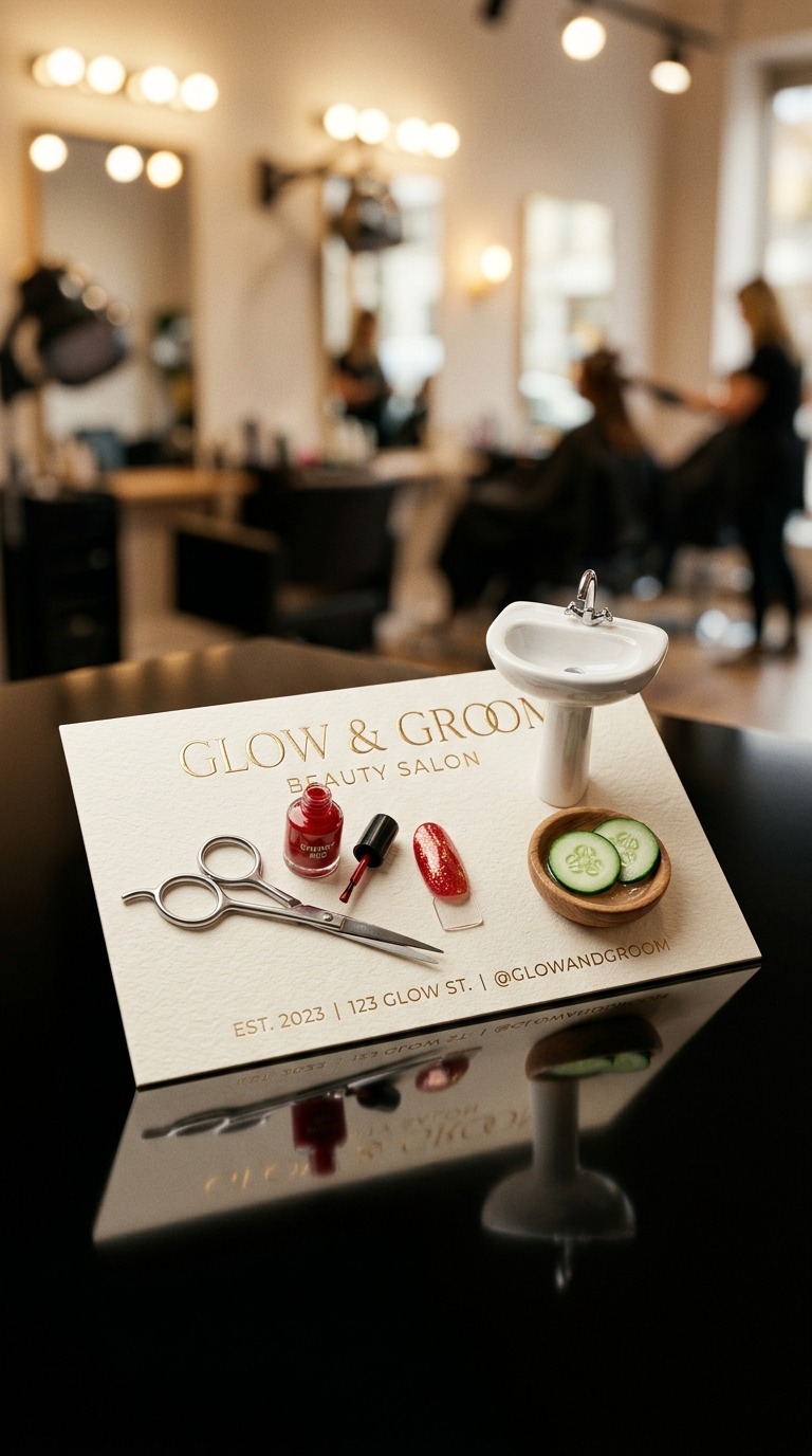 3D Salon Business Card AI video prompt