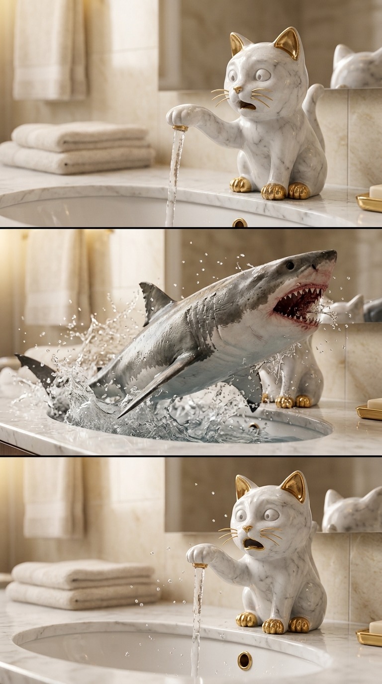 Shark in the Luxury Sink AI video prompt