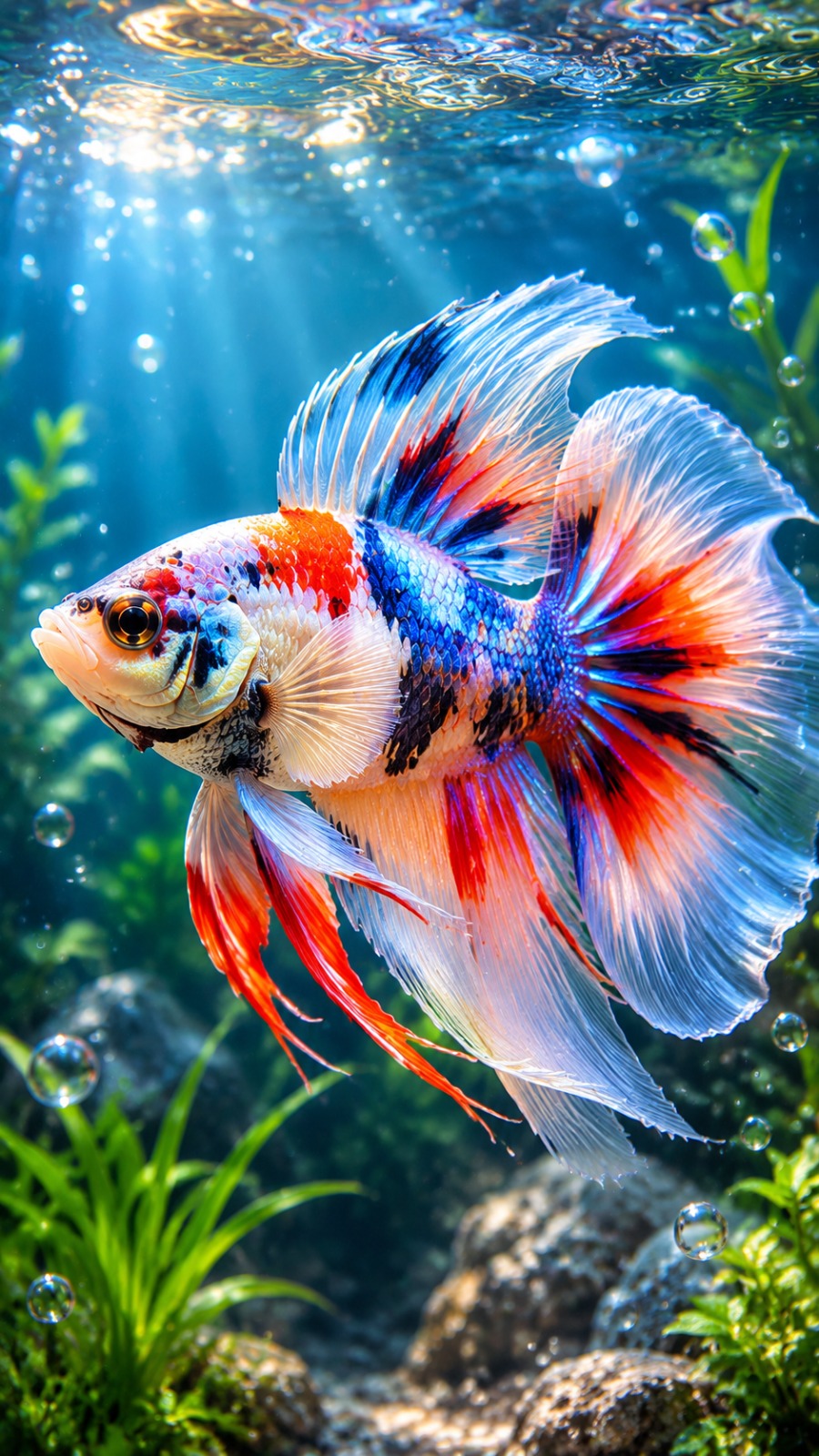Realistic Aquarium Fish Macro AI video prompt