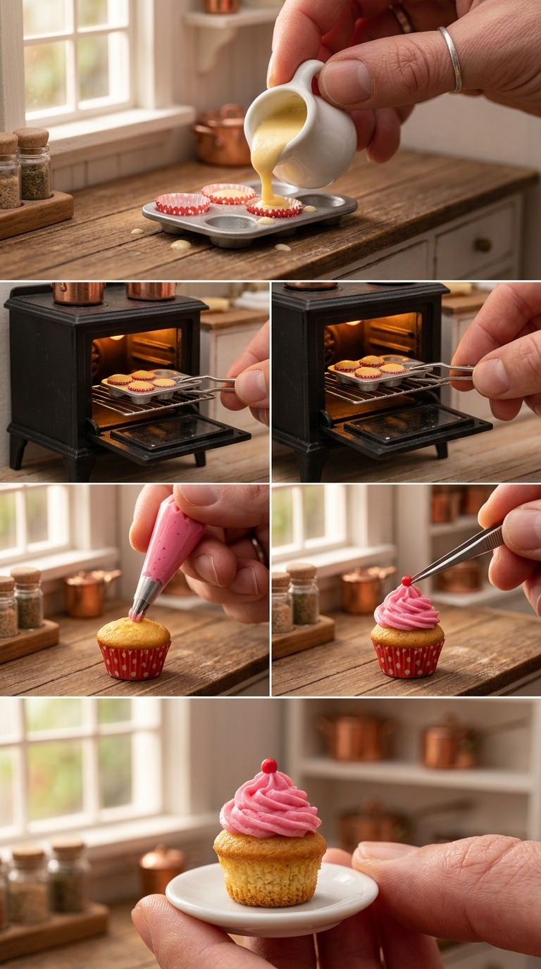 Tiny Cupcake Baking AI video prompt