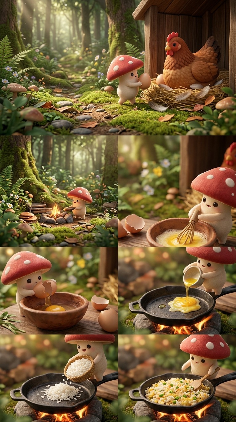 Mushroom Cooking ASMR AI video prompt