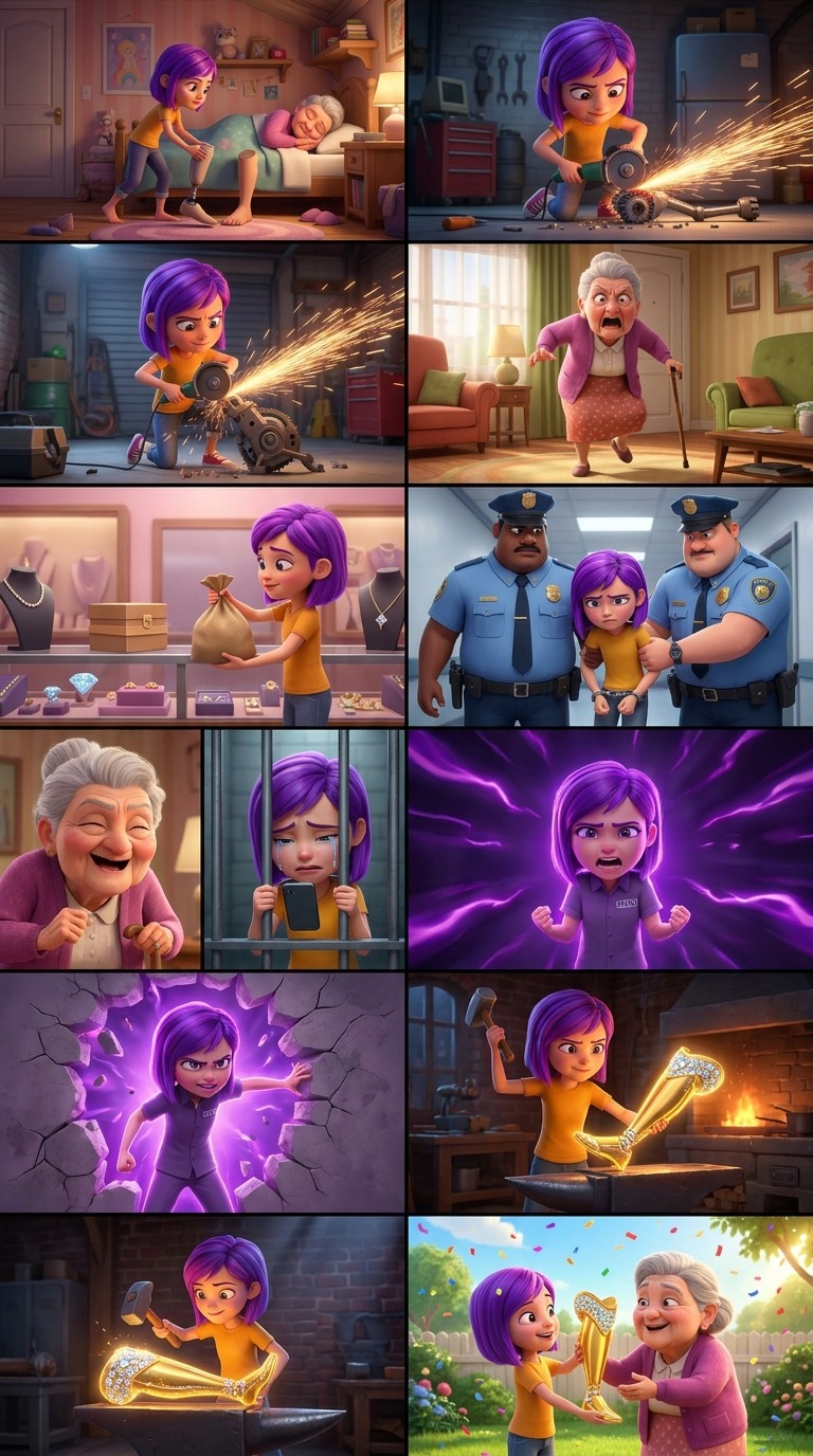 Grandma's Diamond Leg Story AI video prompt